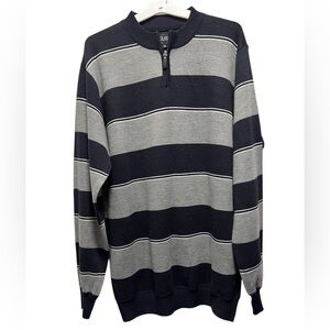 Silver Needle Men's XXL Navy Blue and Gray Striped 1/4 Zip Pullover Sweater